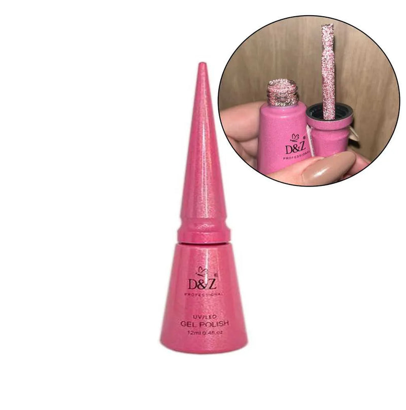 Esmaltes Polish Gel 12ml -  - D&Z Rosa Com Glitter