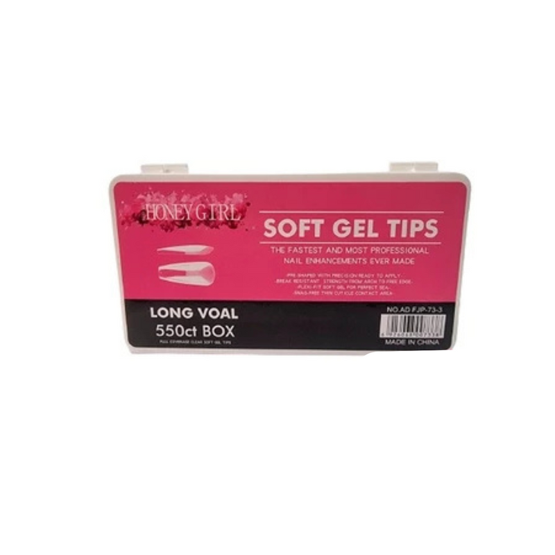 Postiça Soft Gel para Unha - Bailarina Base Fosca - Long Voal - 550 und - Honey Girls