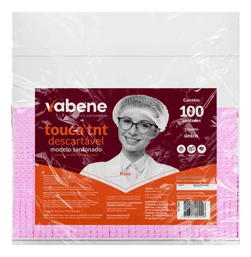 Touca Sanfonada Descartavél Pacote C/100 Cor Rosa Claro